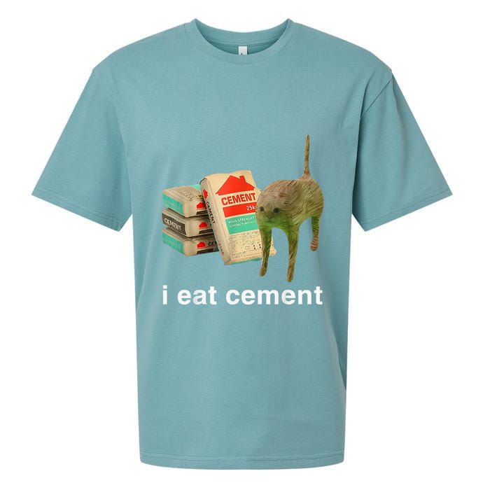 I Eat Cement Cursed Cat Funny Oddly Specific Dank Sueded Cloud Jersey T-Shirt