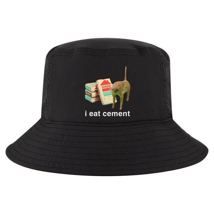I Eat Cement Cursed Cat Funny Oddly Specific Dank Meme Cool Comfort Performance Bucket Hat