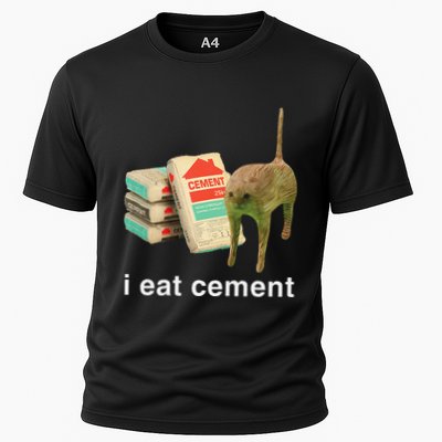 I Eat Cement Cursed Cat Funny Oddly Specific Dank Meme Performance Shirt