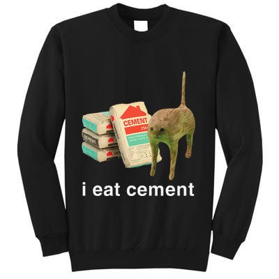 I Eat Cement Cursed Cat Funny Oddly Specific Dank Meme Sweatshirt