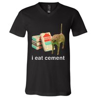 I Eat Cement Cursed Cat Funny Oddly Specific Dank Meme V-Neck T-Shirt