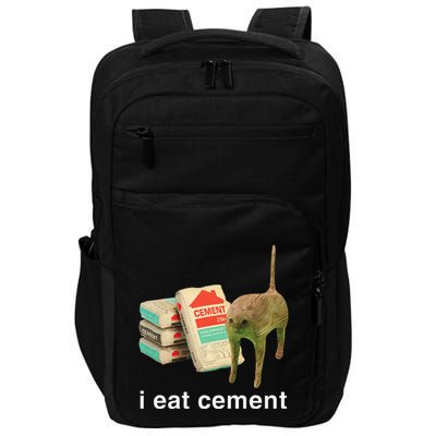 I Eat Cement Cursed Cat Funny Oddly Specific Dank Meme Impact Tech Backpack