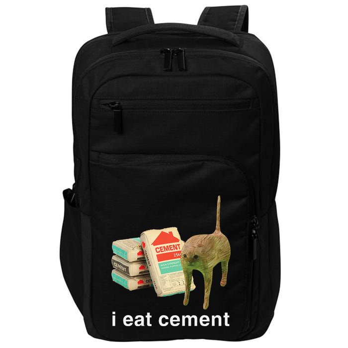I Eat Cement Cursed Cat Funny Oddly Specific Dank Meme Impact Tech Backpack