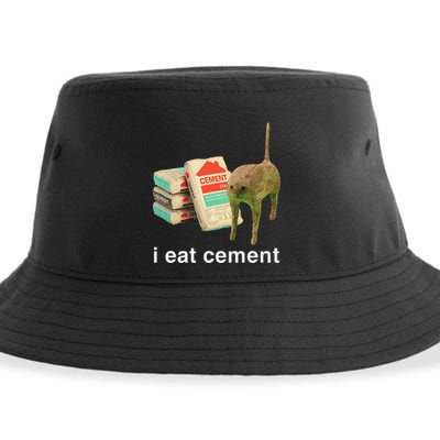 I Eat Cement Cursed Cat Funny Oddly Specific Dank Meme Sustainable Bucket Hat