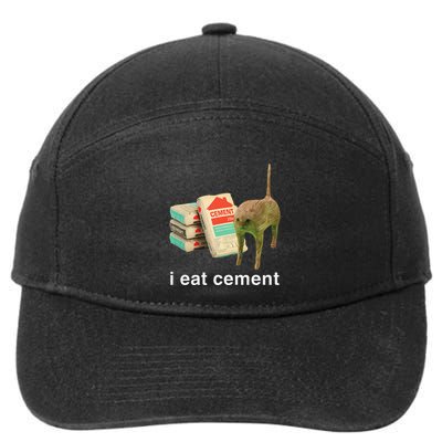 I Eat Cement Cursed Cat Funny Oddly Specific Dank Meme 7-Panel Snapback Hat