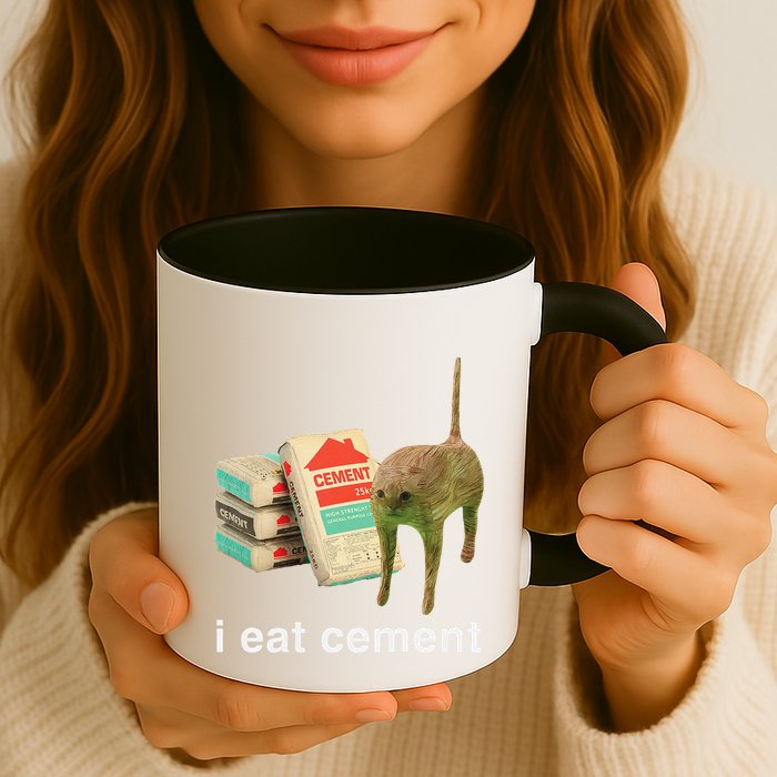I Eat Cement Cursed Cat Funny Oddly Specific Dank Meme Mug
