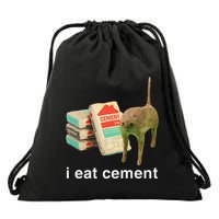 I Eat Cement Cursed Cat Funny Oddly Specific Dank Meme Drawstring Bag
