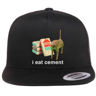 I Eat Cement Cursed Cat Funny Oddly Specific Dank Meme Flatbill Hat