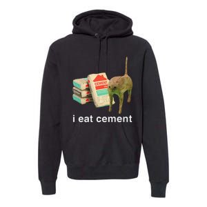 I Eat Cement Cursed Cat Funny Oddly Specific Dank Meme Premium Hoodie