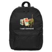 I Eat Cement Cursed Cat Funny Oddly Specific Dank Meme 16 in Basic Backpack