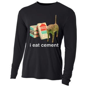 I Eat Cement Cursed Cat Funny Oddly Specific Dank Meme Cooling Performance Long Sleeve Crew