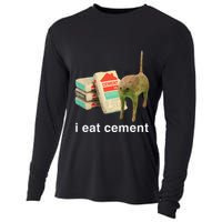 I Eat Cement Cursed Cat Funny Oddly Specific Dank Meme Cooling Performance Long Sleeve Crew