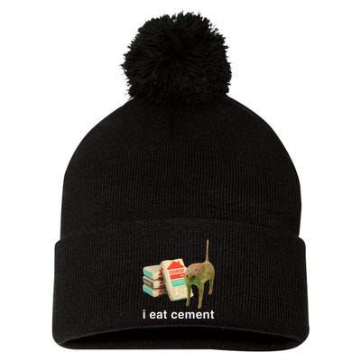 I Eat Cement Cursed Cat Funny Oddly Specific Dank Meme Pom Pom 12in Knit Beanie