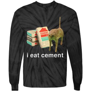 I Eat Cement Cursed Cat Funny Oddly Specific Dank Meme Tie-Dye Long Sleeve Shirt