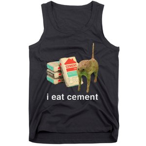 I Eat Cement Cursed Cat Funny Oddly Specific Dank Meme Tank Top