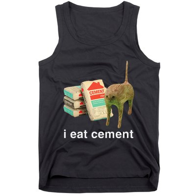 I Eat Cement Cursed Cat Funny Oddly Specific Dank Meme Tank Top