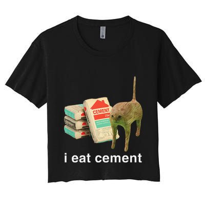 I Eat Cement Cursed Cat Funny Oddly Specific Dank Meme Crop Top