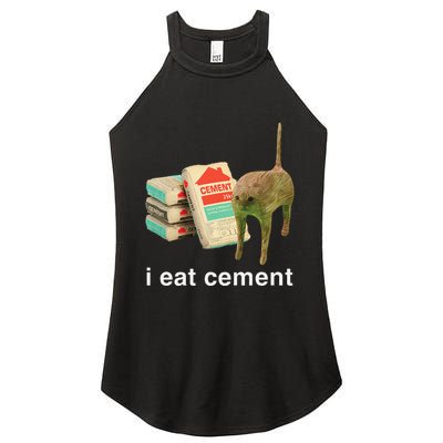 I Eat Cement Cursed Cat Funny Oddly Specific Dank Meme Women's Perfect Tri Rocker Tank