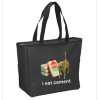 I Eat Cement Cursed Cat Funny Oddly Specific Dank Meme Zip Tote Bag