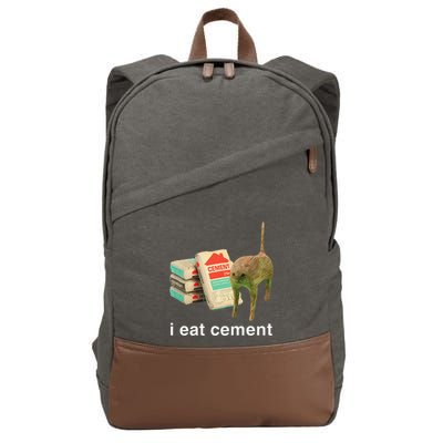 I Eat Cement Cursed Cat Funny Oddly Specific Dank Meme Cotton Canvas Backpack