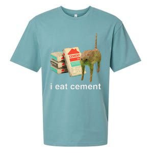 I Eat Cement Cursed Cat Funny Oddly Specific Dank Meme Sueded Cloud Jersey T-Shirt