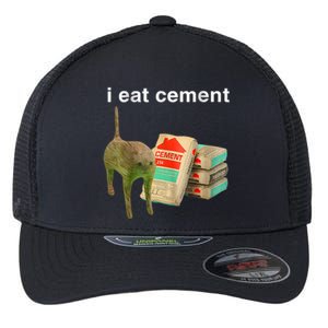 I Eat Cement Cursed Cat Funny Oddly Specific Dank Meme Flexfit Unipanel Trucker Cap