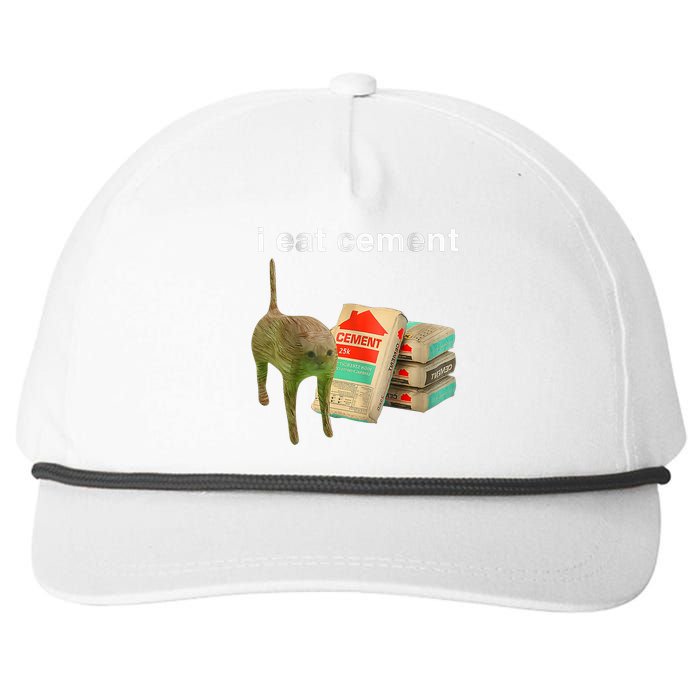 I Eat Cement Cursed Cat Funny Oddly Specific Dank Meme Snapback Five-Panel Rope Hat