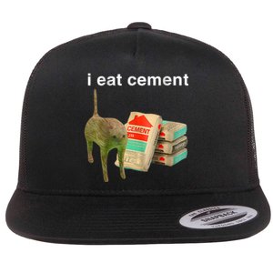 I Eat Cement Cursed Cat Funny Oddly Specific Dank Meme Flat Bill Trucker Hat