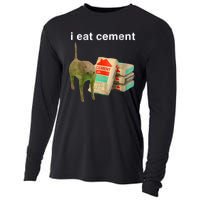 I Eat Cement Cursed Cat Funny Oddly Specific Dank Meme Cooling Performance Long Sleeve Crew