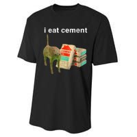 I Eat Cement Cursed Cat Funny Oddly Specific Dank Meme Performance Sprint T-Shirt