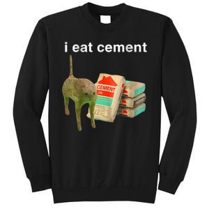 I Eat Cement Cursed Cat Funny Oddly Specific Dank Meme Tall Sweatshirt