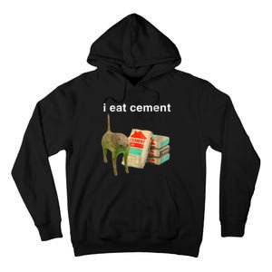 I Eat Cement Cursed Cat Funny Oddly Specific Dank Meme Tall Hoodie