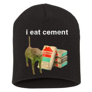 I Eat Cement Cursed Cat Funny Oddly Specific Dank Meme Short Acrylic Beanie