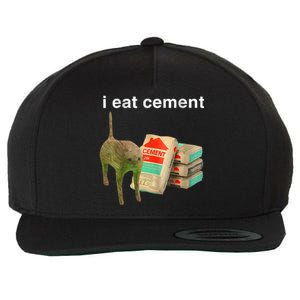 I Eat Cement Cursed Cat Funny Oddly Specific Dank Meme Wool Snapback Cap