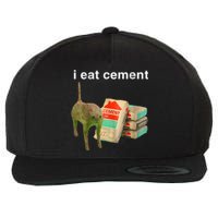 I Eat Cement Cursed Cat Funny Oddly Specific Dank Meme Wool Snapback Cap