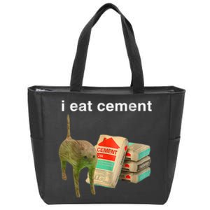 I Eat Cement Cursed Cat Funny Oddly Specific Dank Meme Zip Tote Bag