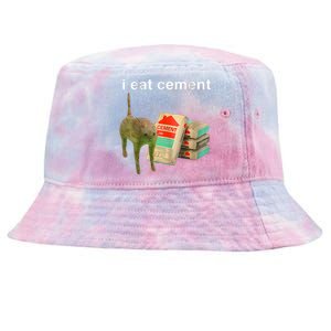 I Eat Cement Cursed Cat Funny Oddly Specific Dank Meme Tie-Dyed Bucket Hat