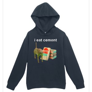 I Eat Cement Cursed Cat Funny Oddly Specific Dank Meme Urban Pullover Hoodie