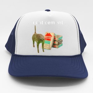 I Eat Cement Cursed Cat Funny Oddly Specific Dank Meme Trucker Hat