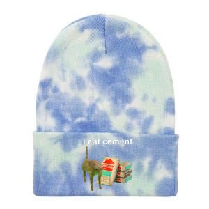 I Eat Cement Cursed Cat Funny Oddly Specific Dank Meme Tie Dye 12in Knit Beanie