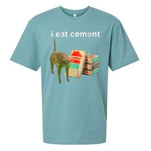 I Eat Cement Cursed Cat Funny Oddly Specific Dank Meme Sueded Cloud Jersey T-Shirt