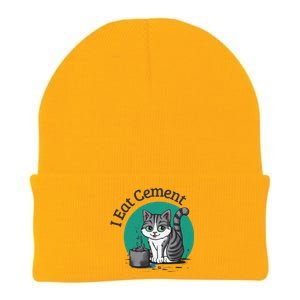 I Eat Cement Cursed Cat Funny Oddly Specific Dank Meme Knit Cap Winter Beanie