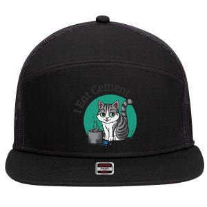 I Eat Cement Cursed Cat Funny Oddly Specific Dank Meme 7 Panel Mesh Trucker Snapback Hat