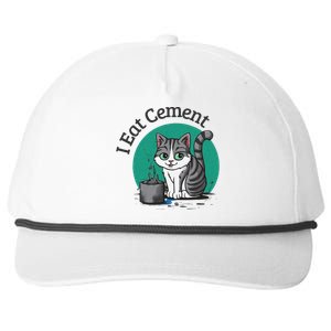 I Eat Cement Cursed Cat Funny Oddly Specific Dank Meme Snapback Five-Panel Rope Hat