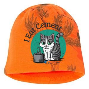 I Eat Cement Cursed Cat Funny Oddly Specific Dank Meme Kati - Camo Knit Beanie