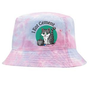 I Eat Cement Cursed Cat Funny Oddly Specific Dank Meme Tie-Dyed Bucket Hat