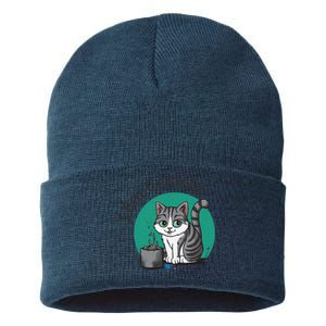 I Eat Cement Cursed Cat Funny Oddly Specific Dank Meme Sustainable Knit Beanie