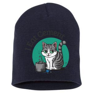 I Eat Cement Cursed Cat Funny Oddly Specific Dank Meme Short Acrylic Beanie