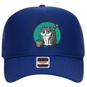 I Eat Cement Cursed Cat Funny Oddly Specific Dank Meme High Crown Mesh Back Trucker Hat