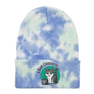 I Eat Cement Cursed Cat Funny Oddly Specific Dank Meme Tie Dye 12in Knit Beanie